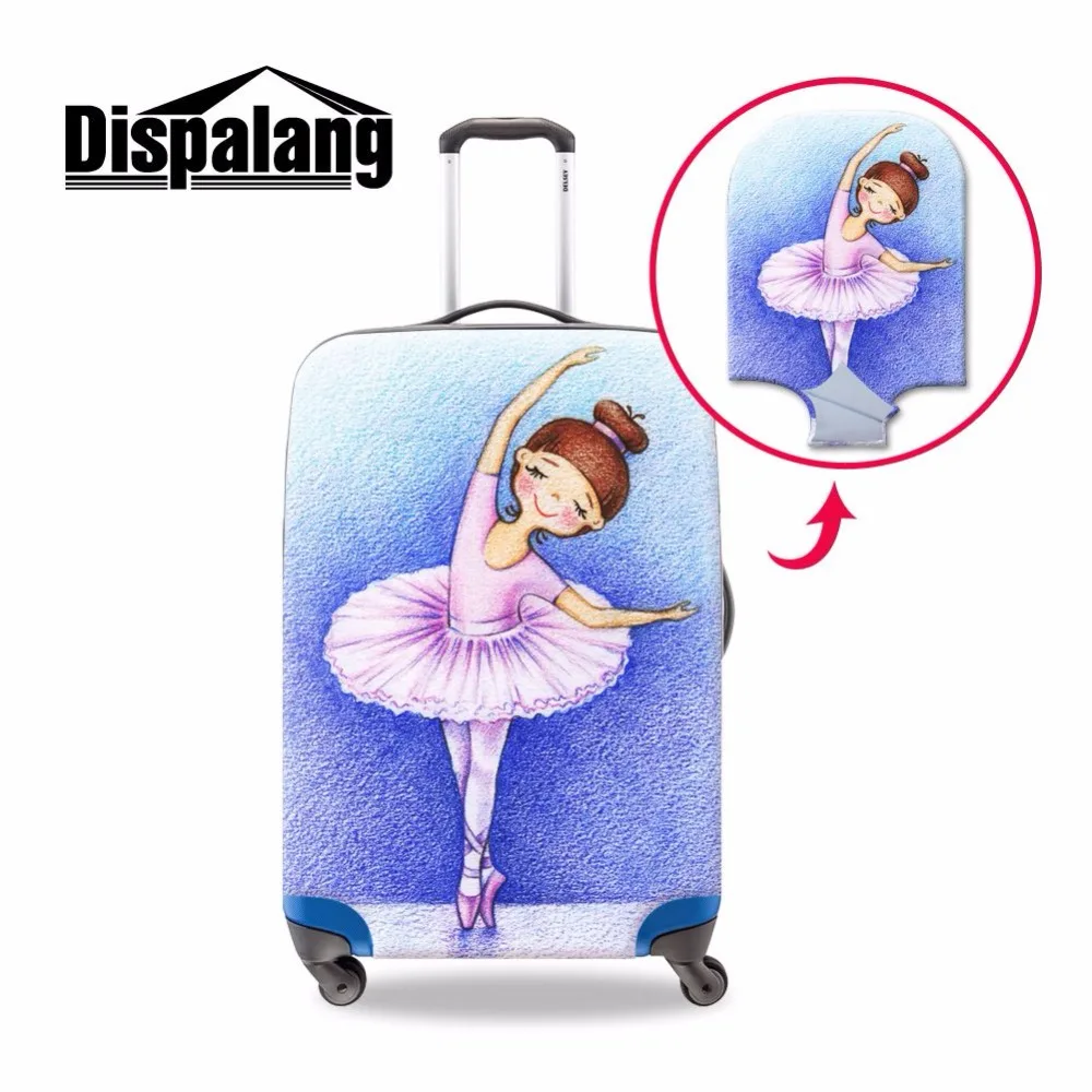 dispalangかわいいバレエ少女プリント厚い弾性荷物カバー防水スーツケース保護カバー18-30インチトロリーケース