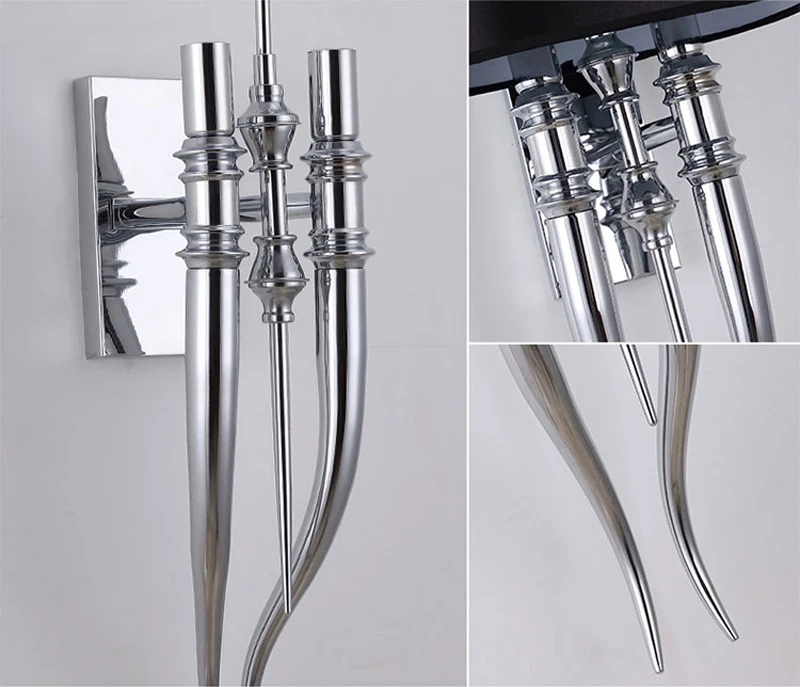 Modern Iron Claw Horn Cloth LED Wall Light Bedroom Bedside Wall Lamp Dining Living Room Wall Sconce Light Fixtures (12)