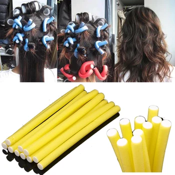 

10Pcs/Pack Soft Foam Sponge Hair Roller Plastic Hair Curlers Curling Flexi Rods Bendy Sticks Strip Salon Hairstyling Care Tool