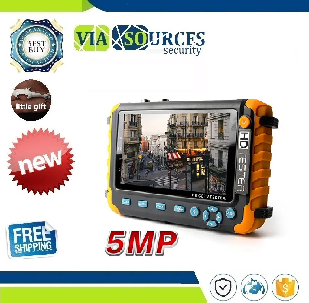 

5MP CCTV Security Camera Tester With 5 Inch TFT LCD Monitor For 4 IN 1 TVI AHD CVI Analog Security Cam Tester Video Audio Test