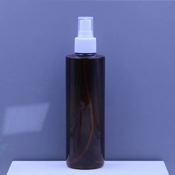

10ps/lot 250ml High Quality round amber clear blue green PET plastic bottle with treatment pump sprayer for hair oil refillable