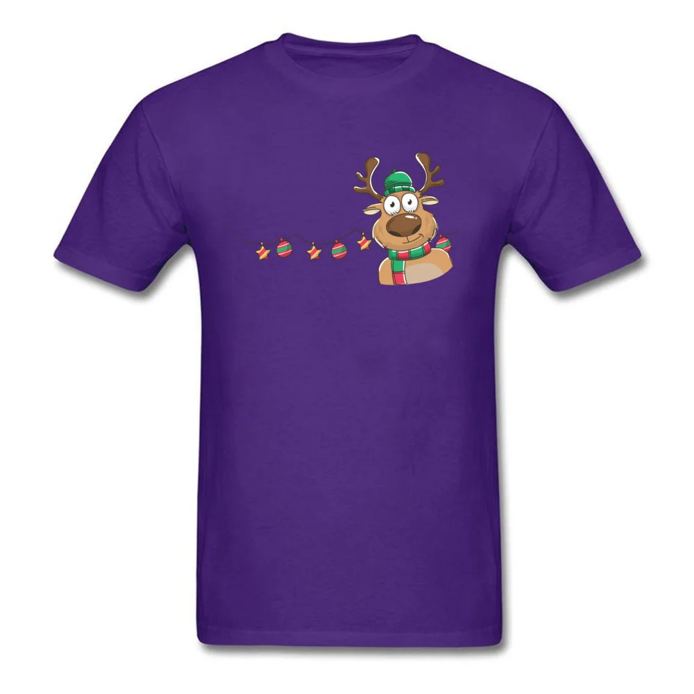 Мужская красная футболка с принтом рождественского оленя на заказ, Милые новогодние футболки на удачу, семейная Толстовка в подарок с коротким рукавом - Цвет: Фиолетовый