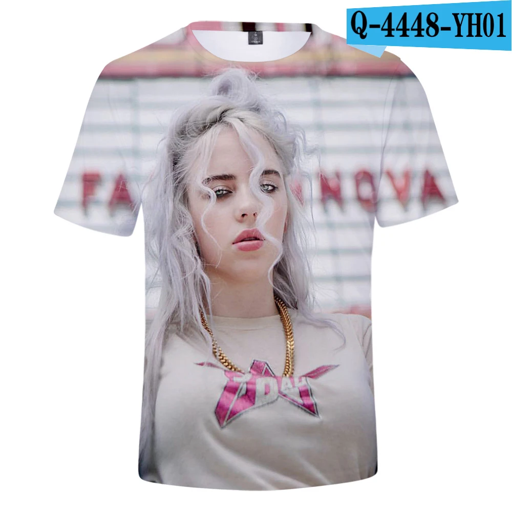 Billie Eilish, новинка, 3D футболка, для мужчин, летняя мода, хип-хоп, Harajuku, повседневная одежда, Billie Eilish, 3D, для девочек, желтая футболка - Цвет: 3D