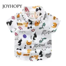 Летняя рубашка для мальчиков детские рубашки с мультяшным принтом модная мягкая хлопковая рубашка с короткими рукавами для маленьких мальчиков, детская одежда на рост от 80 до 130 см