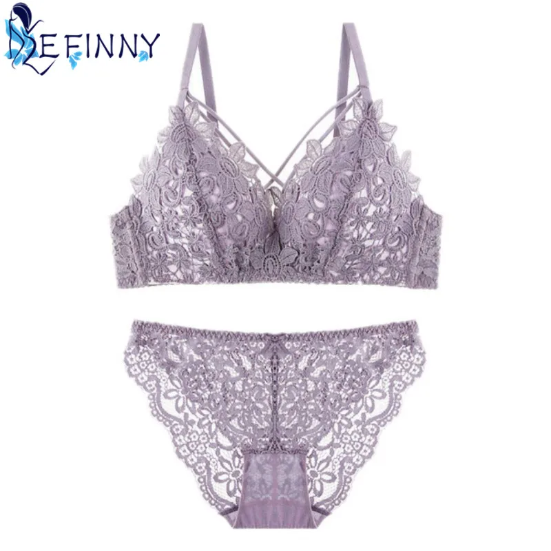 

2018 New Sexy Women Bra Set Cozy Luxury Embroidery Push Up Bra Girl B Cup Hollow Lingerie Fashion Comfortable Cotton Brief Set