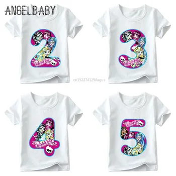 

Girls Cartoon Game Happy Brithday Letter Bow Print T shirt Baby Funny T-shirt,Kids Number 1-9 Birthday Present Clothes,ooo2430