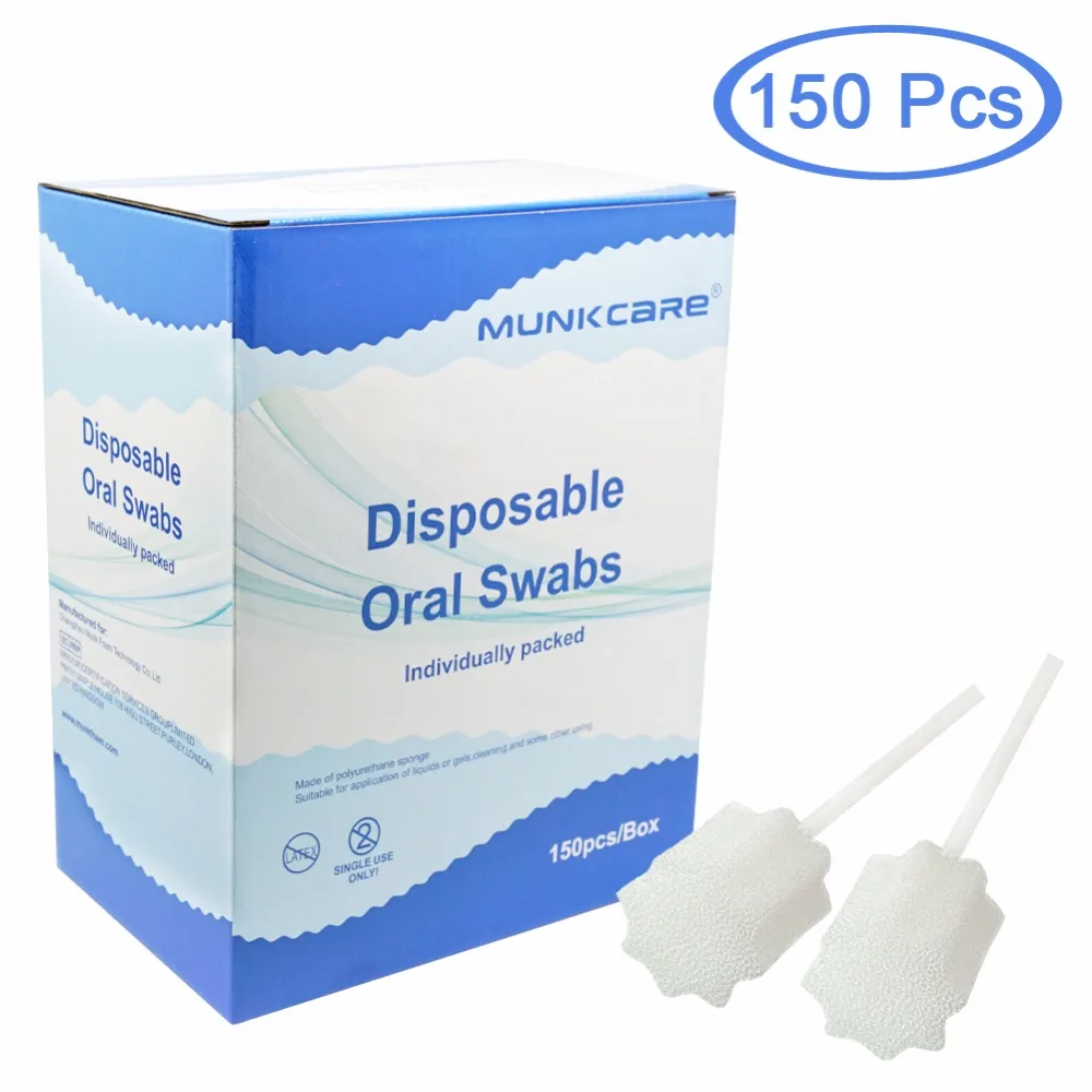 150 counts Disposable Oral Care Sponge Swabs For Tooth Cleaning Sponge Sticks, Individually