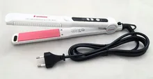 2 in 1 LCD Display Titanium plates Flat Iron Straightening Professional Hair Straightener curler styler