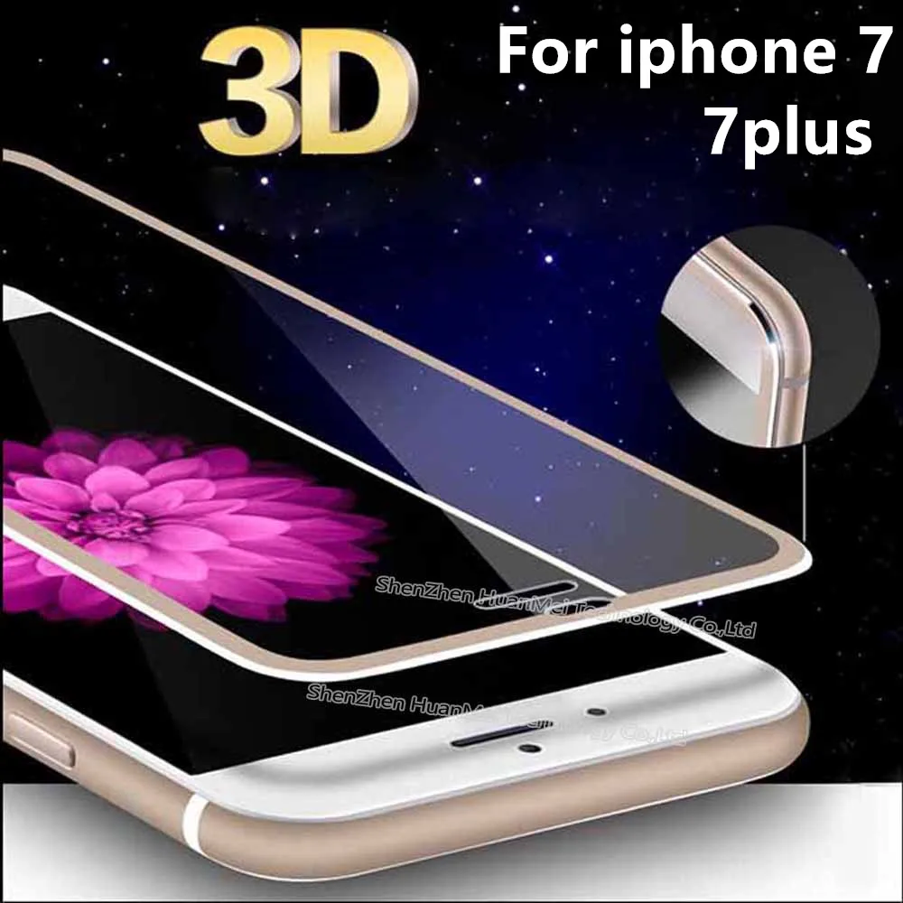 

For iphone 5S 5 SE 6S plus 3D Edge Aluminum Alloy Tempered Glass Full Screen Protector For iPhone 7 plus Full cover Screen Guard