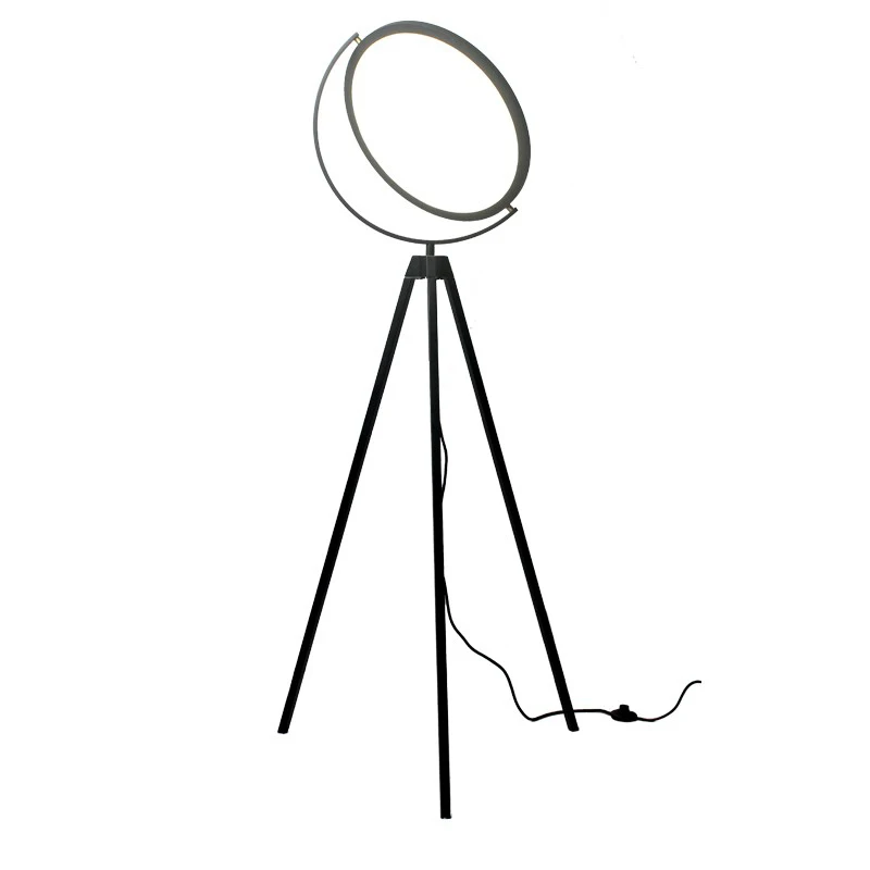 

Post modern Floor Lamps Foyer Coffee shop Floor Light Mirror Tripod Leg Metal Lampshade Lights Fixture Black White Standing lamp