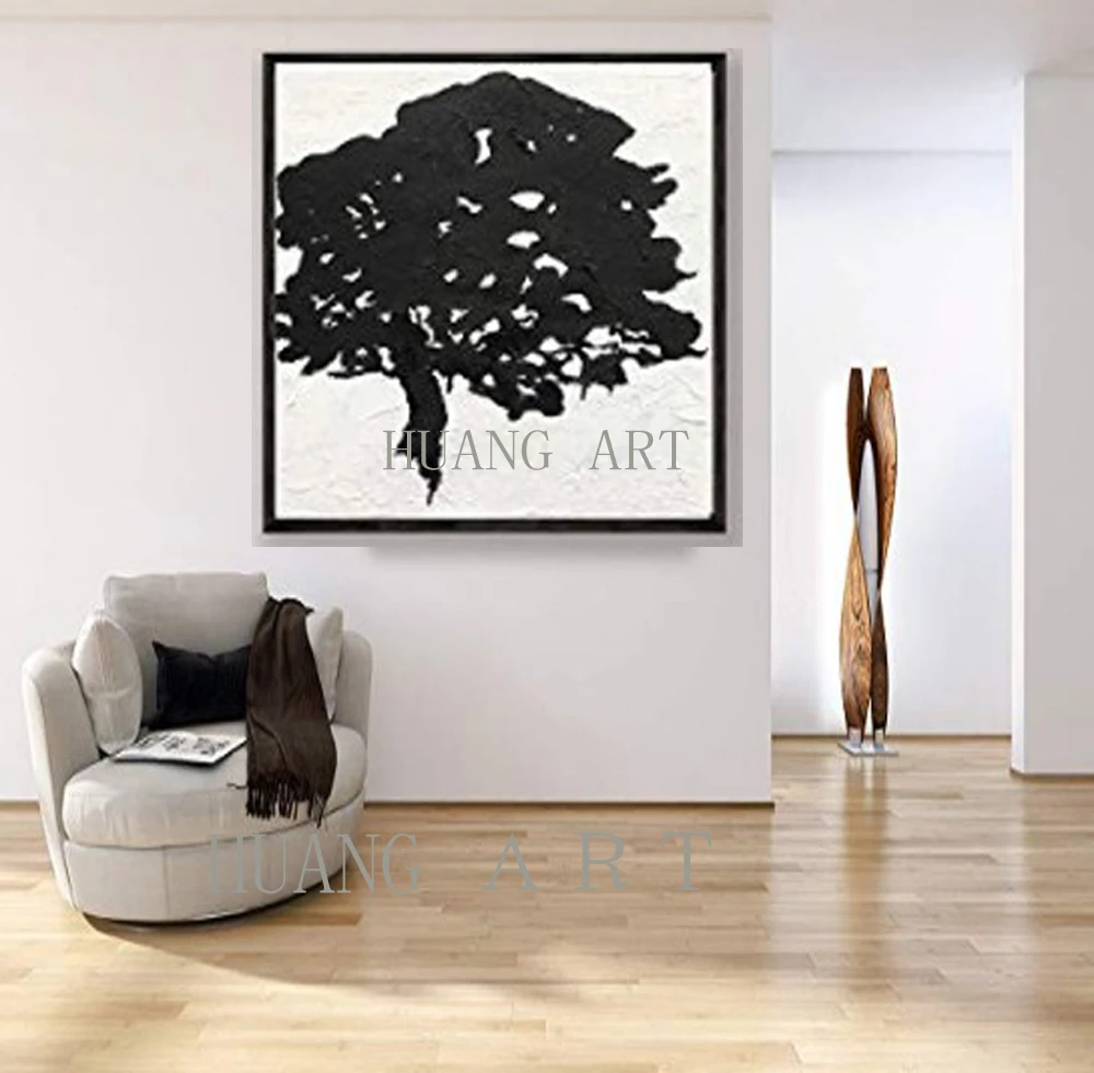 spesifikasi Besar Mural Hand Painted Hitam dan Putih dan Pohon Ini Hotel Dihiasi Lobi Sofa Teras Lukisan Abstrak Kopi toko dan T
