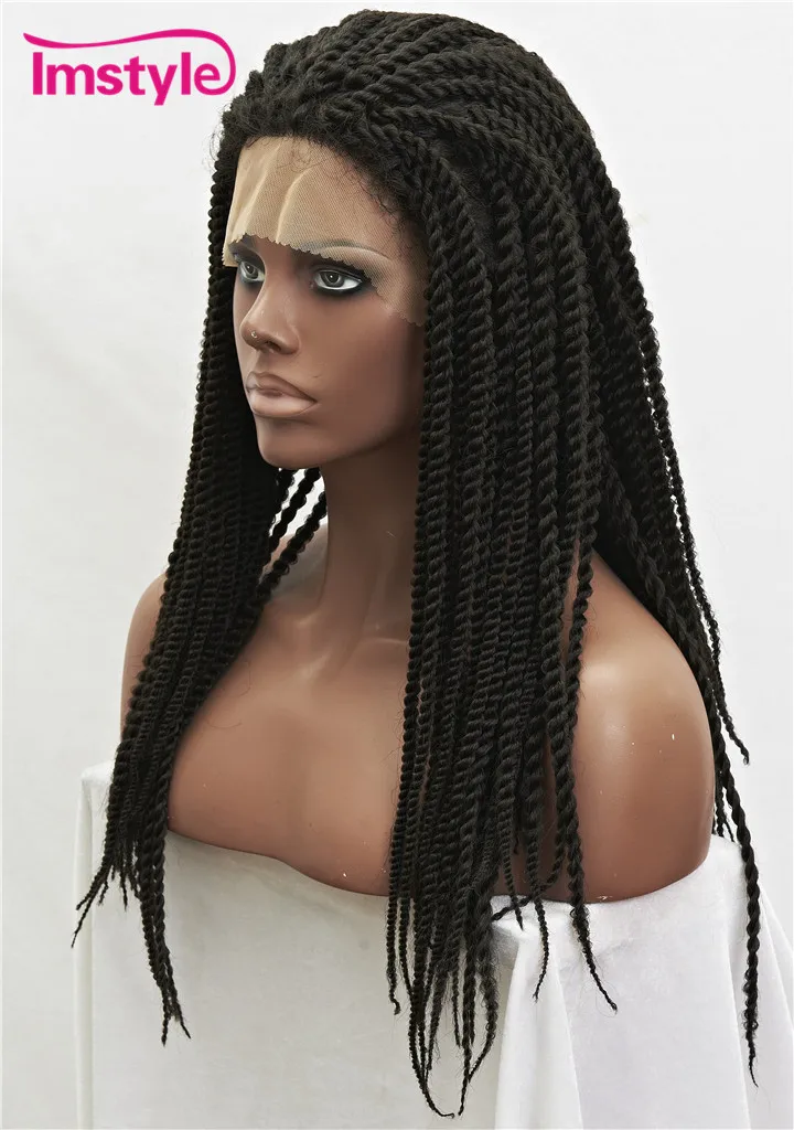 

Imstyle Braid Wig Synthetic Black 22 inch Lace Front Wig for Women Cosplay Wig Heat Resistant Fiber