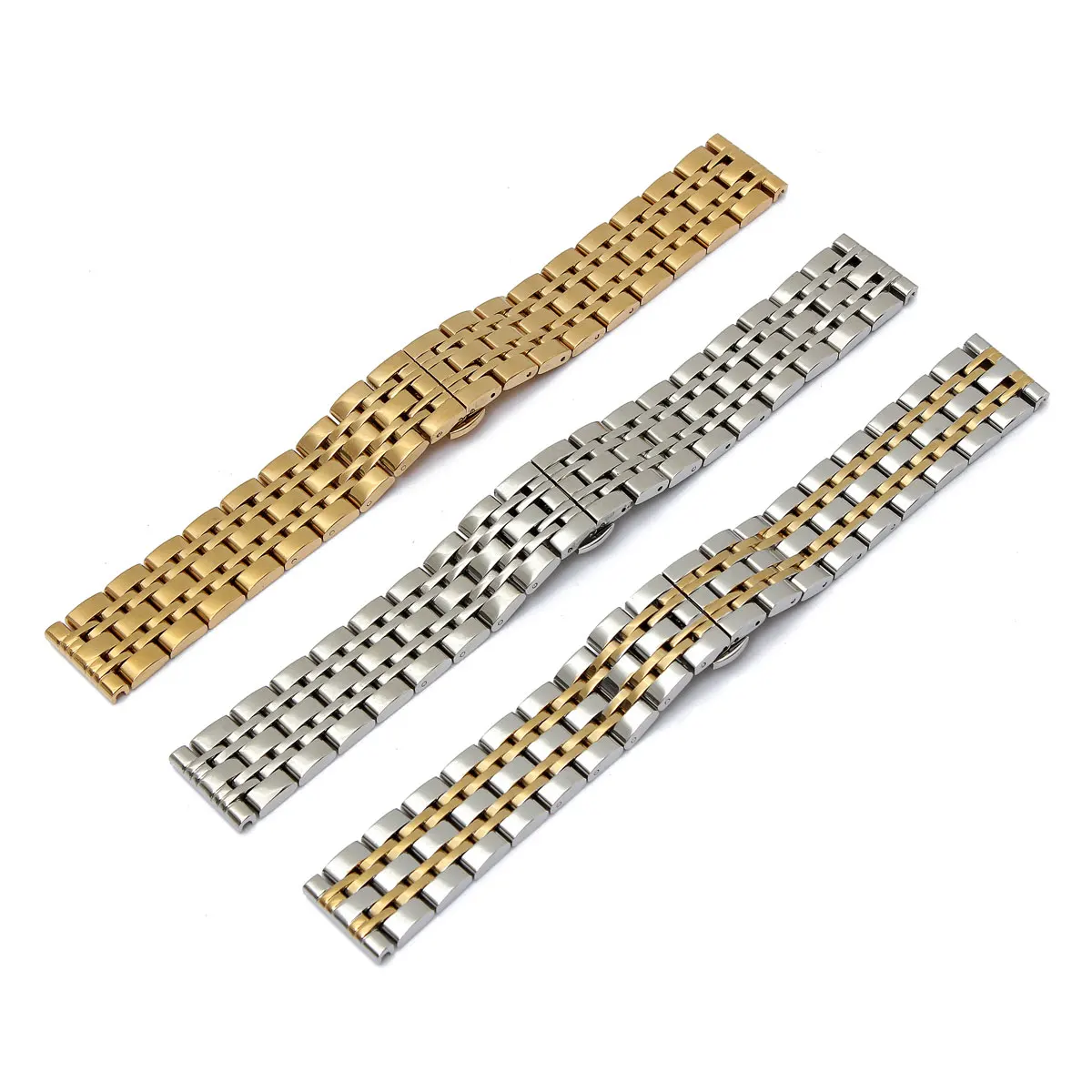 

1Pcs 18mm Stainless Steel Watchbands Watchstrap Wrist Watch Strap for Band Push Button Straight End Bracelet Excellent Quality