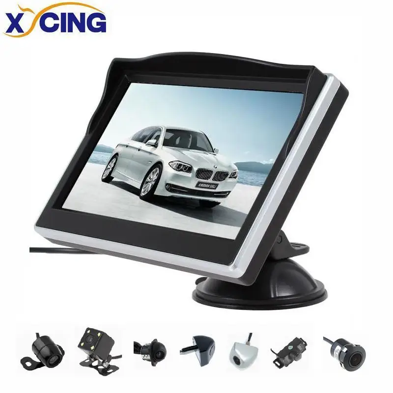 XYCING 5 Inch TFT LCD HD 480*272 Screen Car Monitor with Rubber Vacuum Cup Bracket + Color Reverse Rear View Backup Camera | Автомобили и
