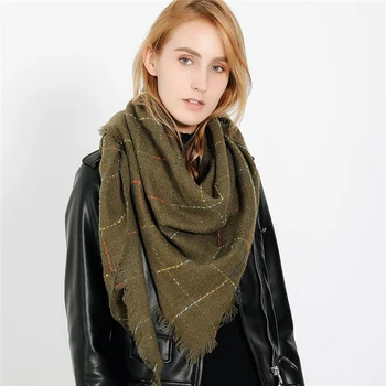 

Ladies Imitation Cashmere Scarves Simple Fashion Stripe Triangle Scarf For Women Warm Wrap Bufanda Mujer Wholesale