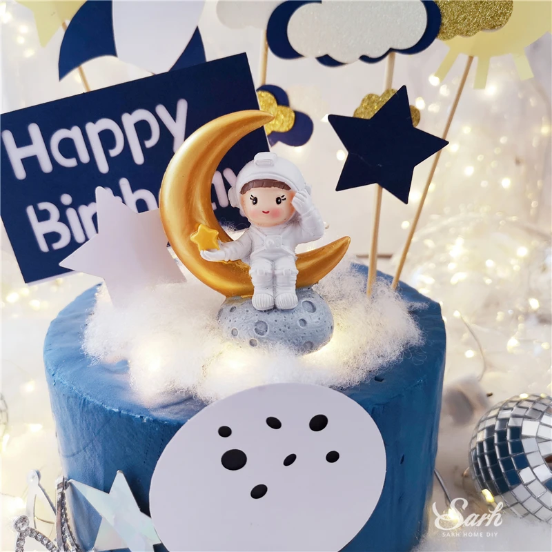 Ins ракета Белое Облако торт Топпер подвеска в виде космонавта и планеты украшения с днем рождения Детские вечерние принадлежности для выпечки прекрасные подарки
