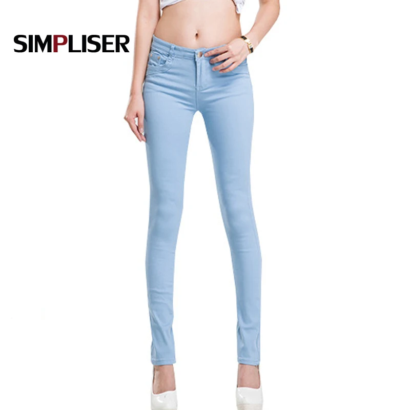 SIMPLISER Woman Jeans Pants Skinny Jeans Leggings Female Trousers 2018 Plus Size 24 Colors Ladies Basic Pencil Pants Black red