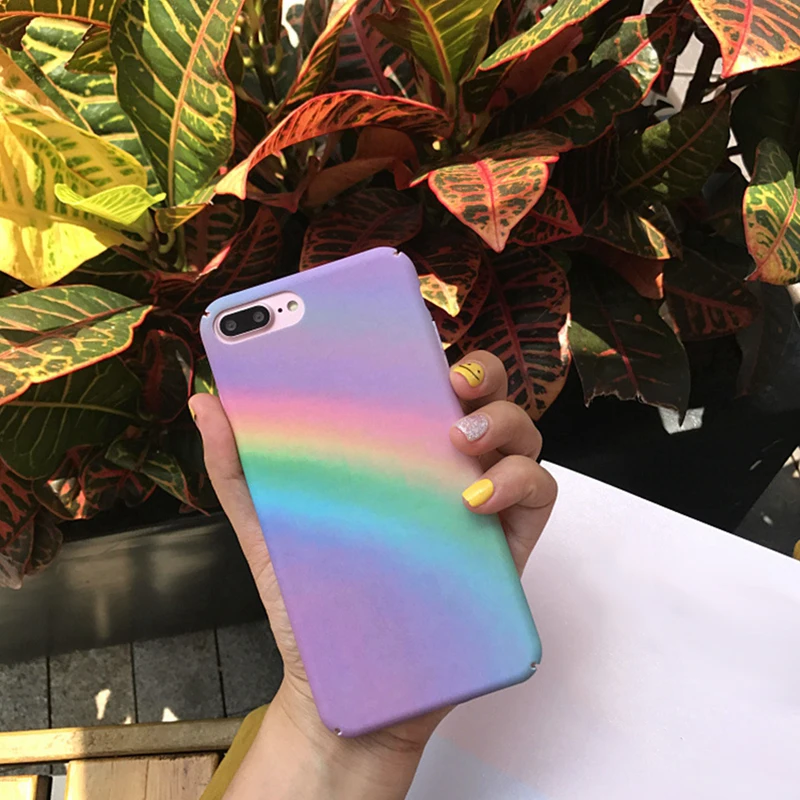 

Cute Hard Matte Plastic Phone Cases For iphone 7 8 Plus X Case Rainbow Back Cover For iphone 6 6s Plus X 10 Colorful Art Fundas