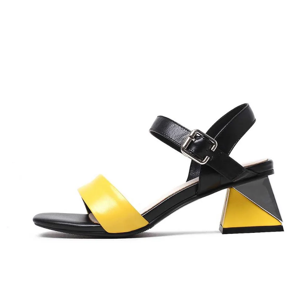 Preppy Original Verde Genuino Pot Krazing Metal Cuero Mezclado Estilo Zapato Llegada Cristal Color Nueva amarillo Diseño Tacones Altos 2018 L8f4 Sandalias 7n1HXpH0W