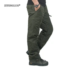 Зимние двухслойные Толстые мужские брюки карго, повседневные Теплые Мешковатые хлопковые брюки для мужчин, мужские военные камуфляжные тактические брюки