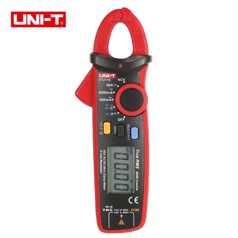 

Dropship UNI-T UT211B Mini Digital Clamp Meter Multimeter True RMS High Resolution AC/DC Volt Amp Ohm Capacitance Diode Tester