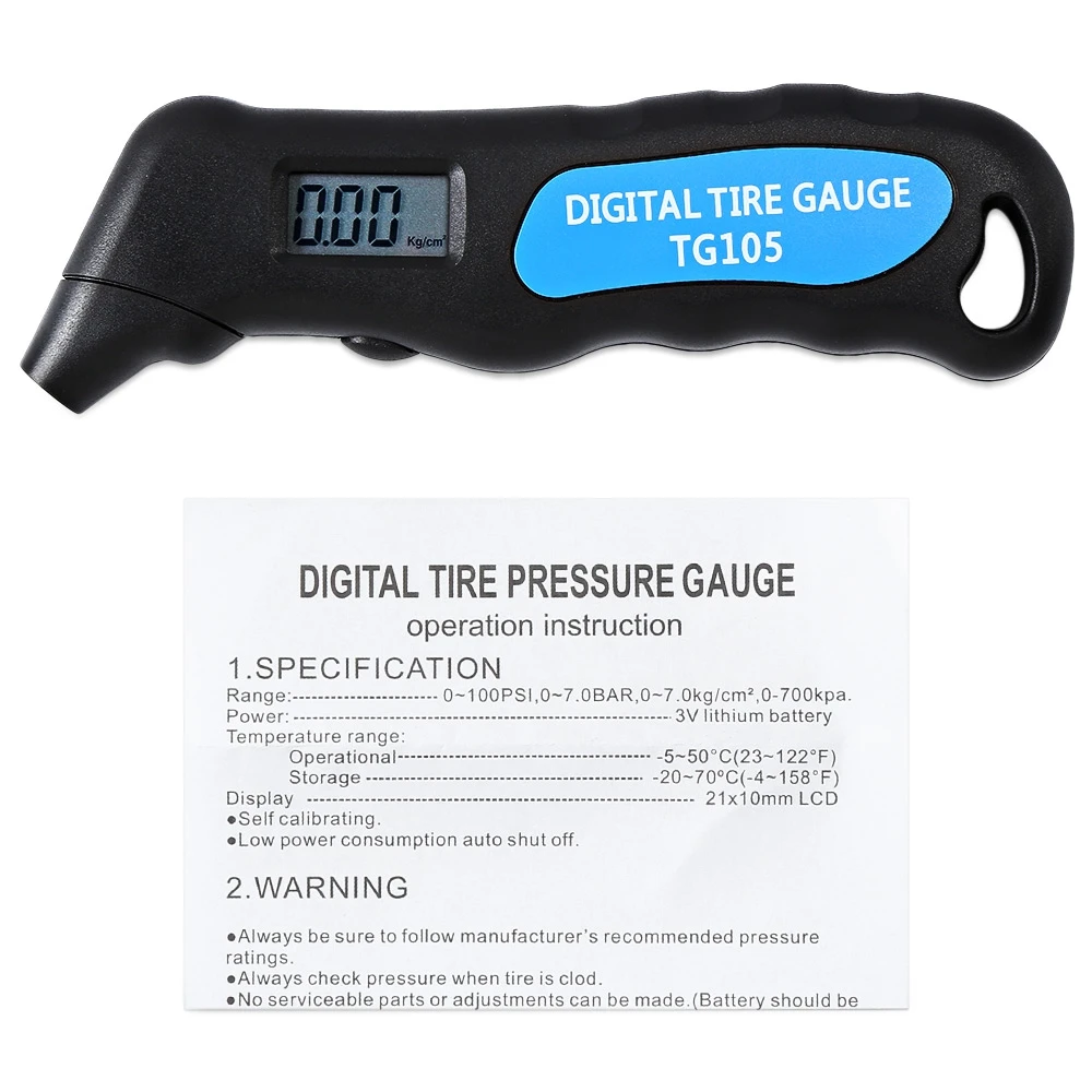 TG105 Tire Pressure Gauge Meter Manometer Barometers Tester Digital LCD
