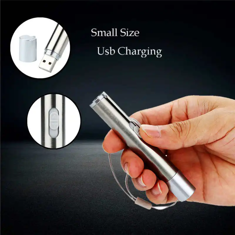  New Mini Size USB Rechargeable Flashlight Torch Portable laser pointer powerful led flashlight rechargeable #4S8 (1)