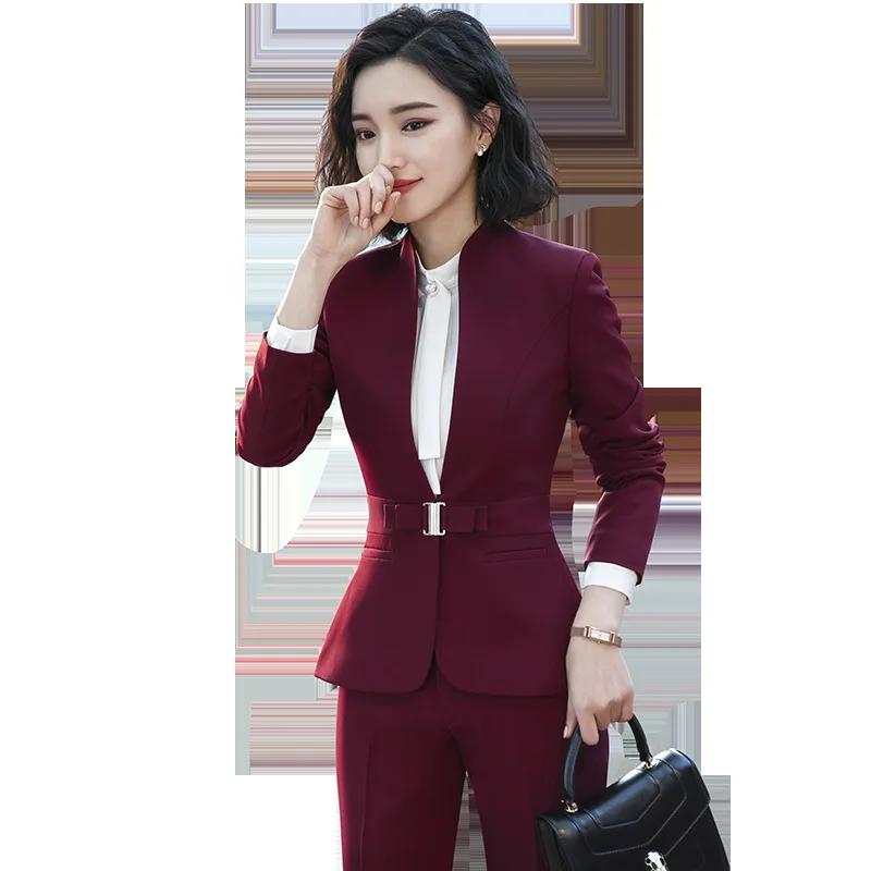 2018 Formal Elegant women's business Blazers trouser suits office sets business ladies plus size formal Jacket pants office lady