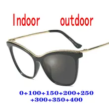 Переход фотохромные солнцезащитные очки для чтения Для мужчин Для женщин дальнозоркости очки с диоптриями круглые очки для чтения