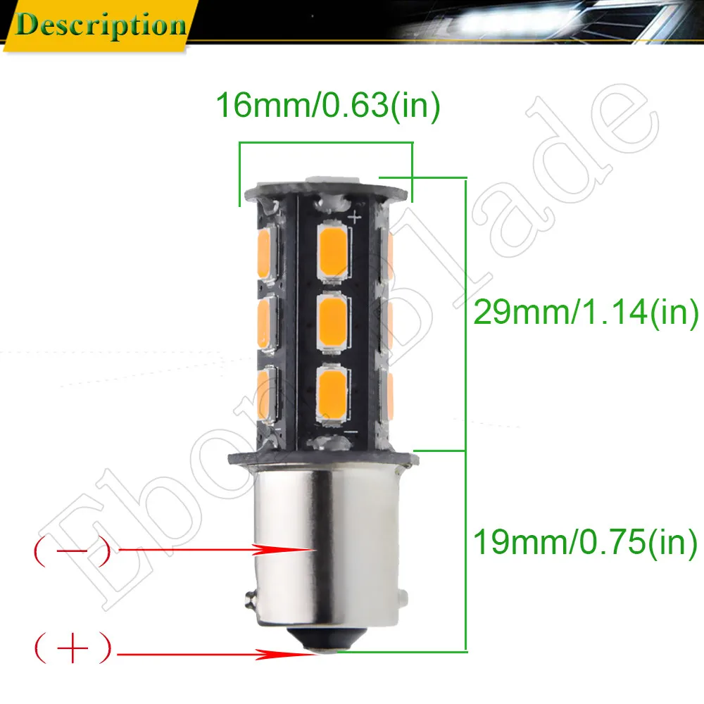 10 шт. BAU15S светодиодные автомобильные лампочки 5630 18SMD Янтарный оранжевый PY21W RY10W
