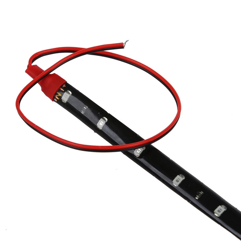 JX-LCLYL 2pcs 30cm Flexible 3528 15LED Car Interior Underdash Footwell Strip Light Red