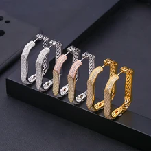 Аккинг Роскошные серьги квадратной формы для женщин Свадебные кубический циркон Кристалл CZ Дубай Свадебные серьги Модные ювелирные изделия