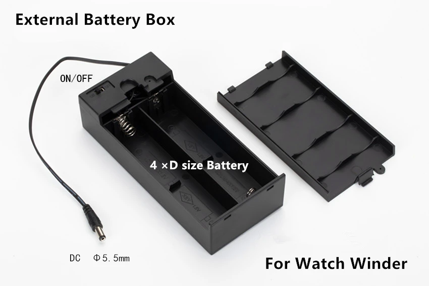 

High Quality Watch winder External Battery Box Watch Winder Power Pack With 4 D size Battery R20 Battery