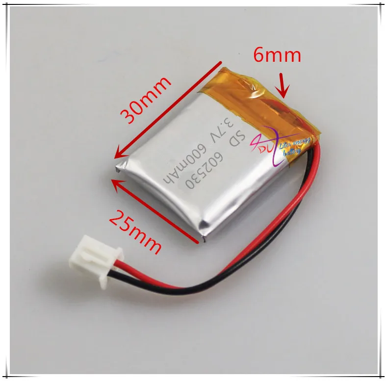 Li po XHR 2P 2 54 3 7 В 600 мАч 602530 полимерная литиевая батарея MP3 звуковая карта
