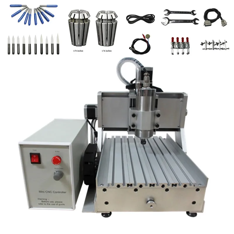 

3 Axis Mini CNC Metal Cutting Machine CNC 3020 800W VFD Cooling Spindle CNC Router Engraver with Linit Switch USB port