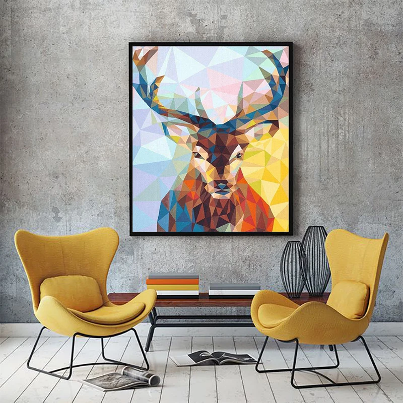 

painting by numbers art paint by number Diy Painted abstract animal moose elk hand-filled color decoration painting oil paintin