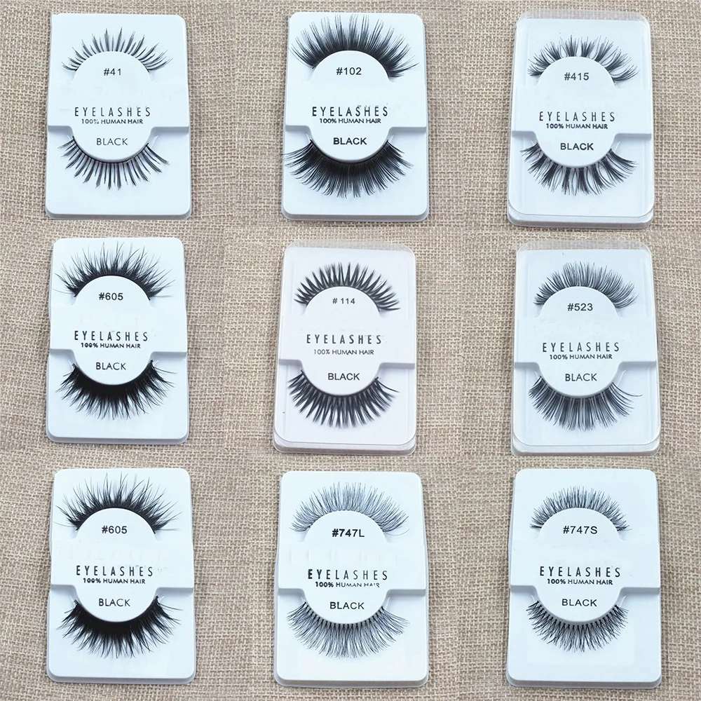 

Natural Thick 100% Human Hair False Eyelashes Comfortable Soft Fake Eyelashes Lashes Extension Supplies Makeup Tools