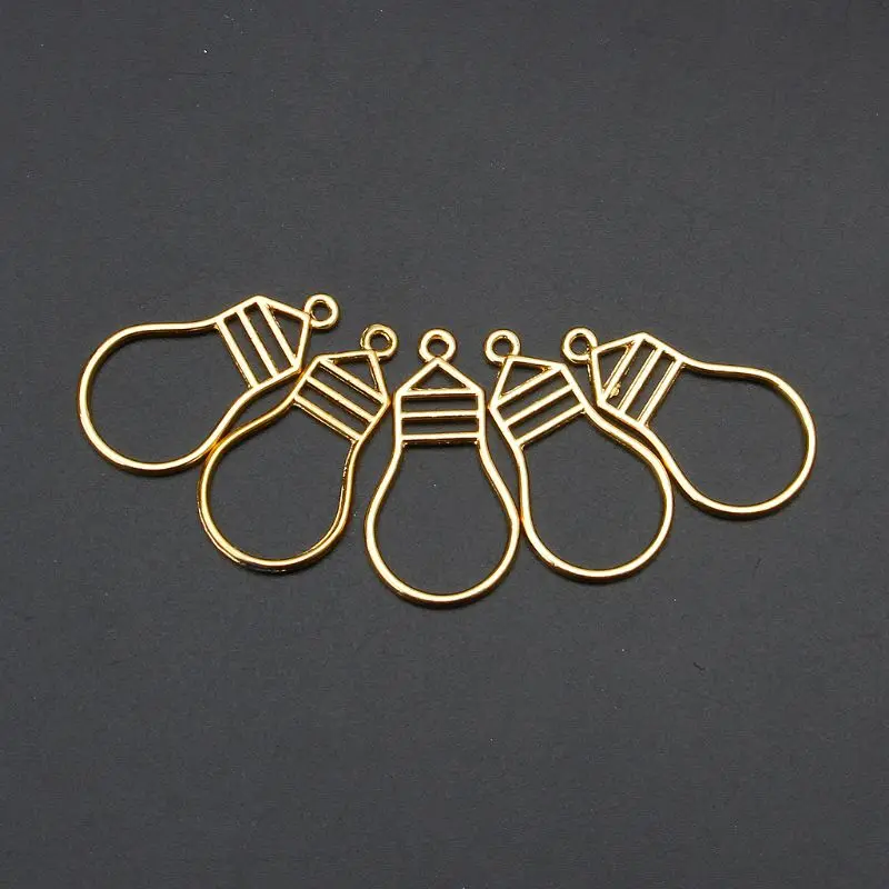 

5Pcs Gold Bulb Resin Blank Frame Pendant Open Bezel Setting Resin Jewelry Making