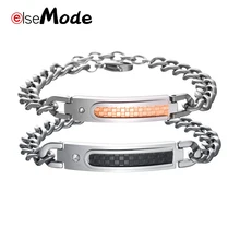 Elsemode серьги камень щеткой пару Браслеты для Для женщин Для мужчин для любимых, из нержавеющей стали браслет Повседневное подвески ювелирные изделия