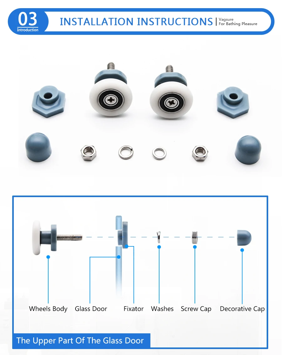 8 шт./лот 23/25/27 мм одиночные приставные ABS Пластик шкив Runner колеса душевая кабина раздвижные Стекло двери ролики для душевой комнаты