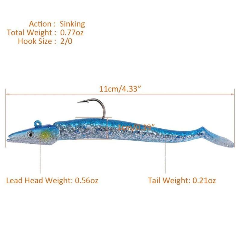  Lead Head Jigs Soft Fishing Lures with Hook Sinking Swim baits for Saltwater and Freshwater Pack of