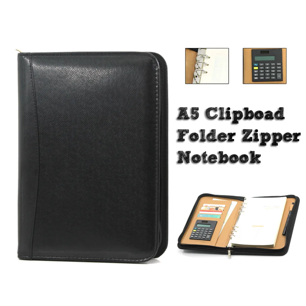 A5 Clipboard Folder Portfolio Zipper Binder Spiral Notebook Multi