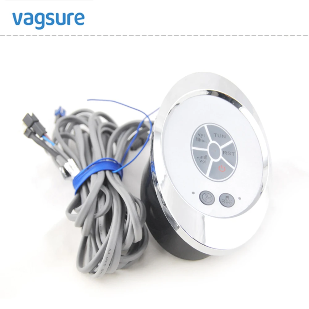 silver color oval shaped simple shower digital FM radio panel exhaust fan/speaker/lighting