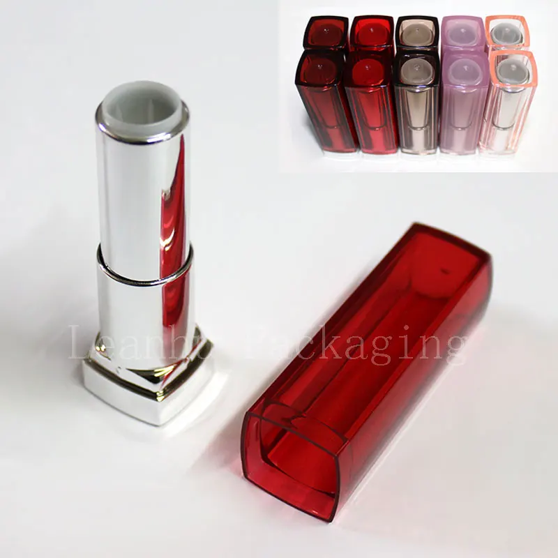 DIY empty square crystal shape lipstick tube containers,beautiful lip