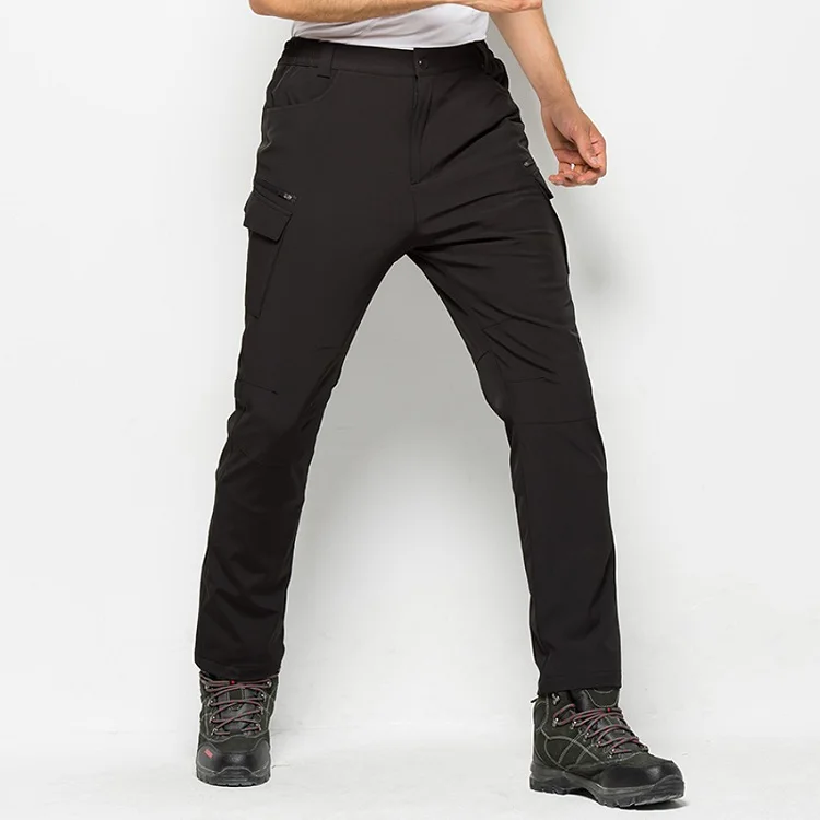 Горные мужские Зимние флисовые штаны для спорта на открытом воздухе водонепроницаемые походные треккинговые походные мужские брюки для альпинизма VA153 - Цвет: Black