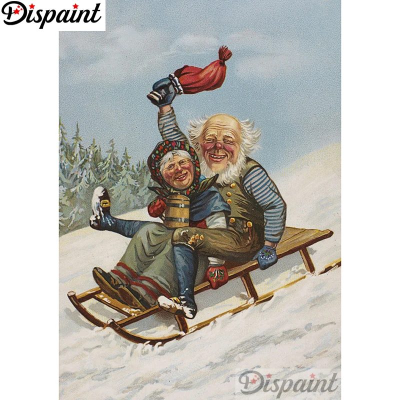 Dispaint Full Square/Round Drill 5D DIY Diamond Painting &quotOld man skiing&quot 3D Embroidery Cross Stitch Home Decor Gift A21326 | Дом и