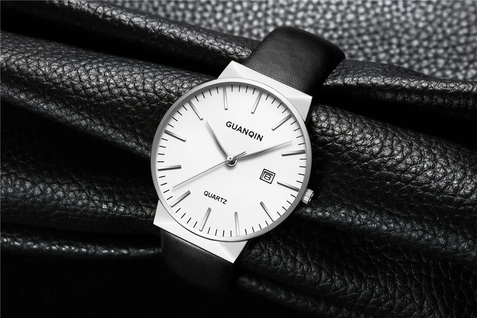 2017 GUANQIN Watch Men Ultra Thin Simple Fashion Casual Quartz Men Watches Leather Strap Men Clock Wristwatch Birthday Gift (6)