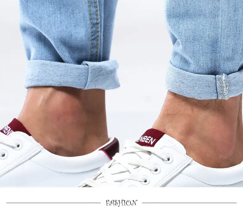 Loose Jeans Men Solid Simple Pencil Pants Cotton Classic Cargo Pant Jeans Male Trousers Youth Ankle-Length Pant Brand Jeans 2019 13
