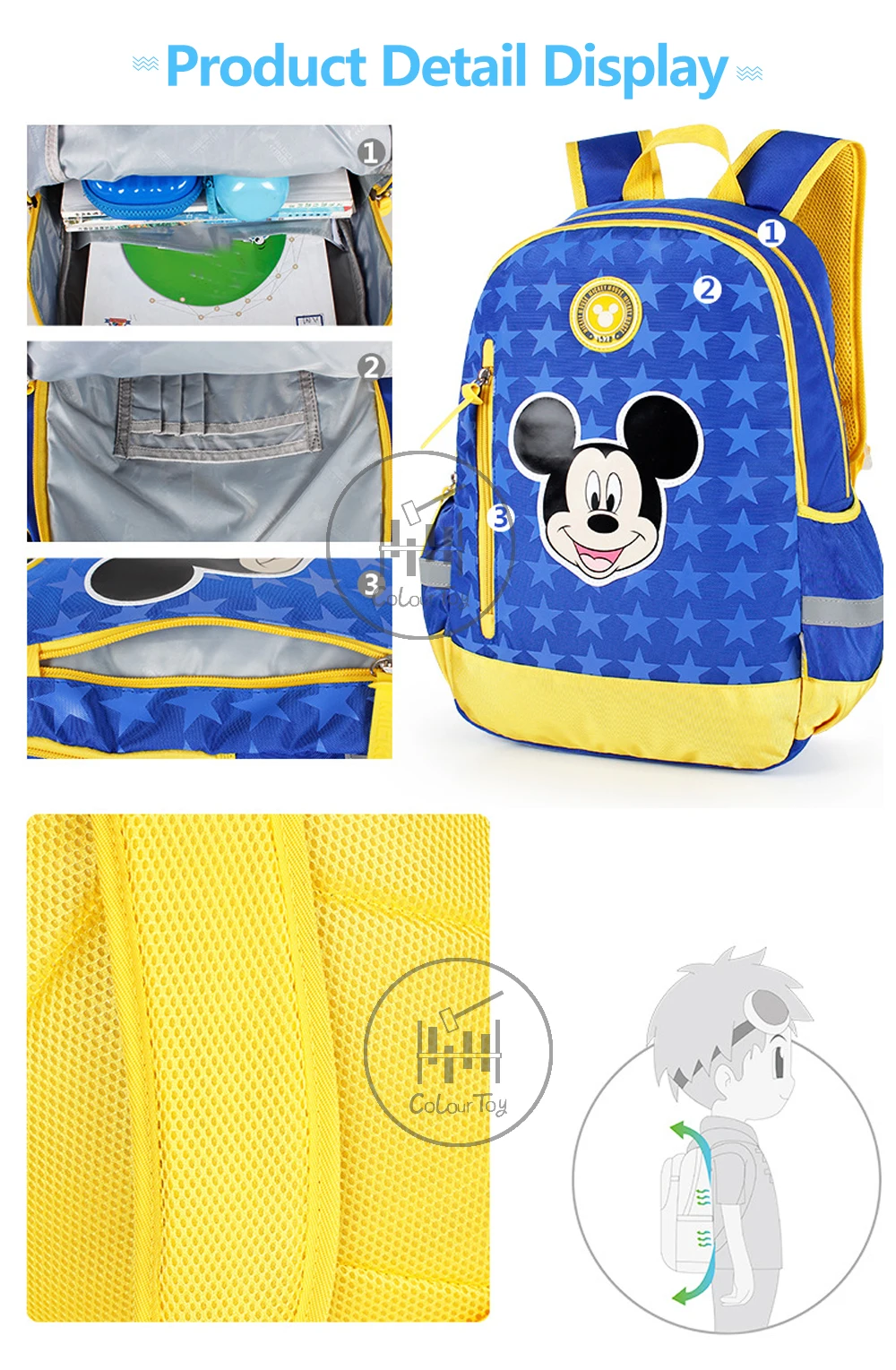 Детские школьные ранцы disney, рюкзак для девочек, детская сумка-рюкзак с милым принтом Микки, полиэстер, водонепроницаемая сумка