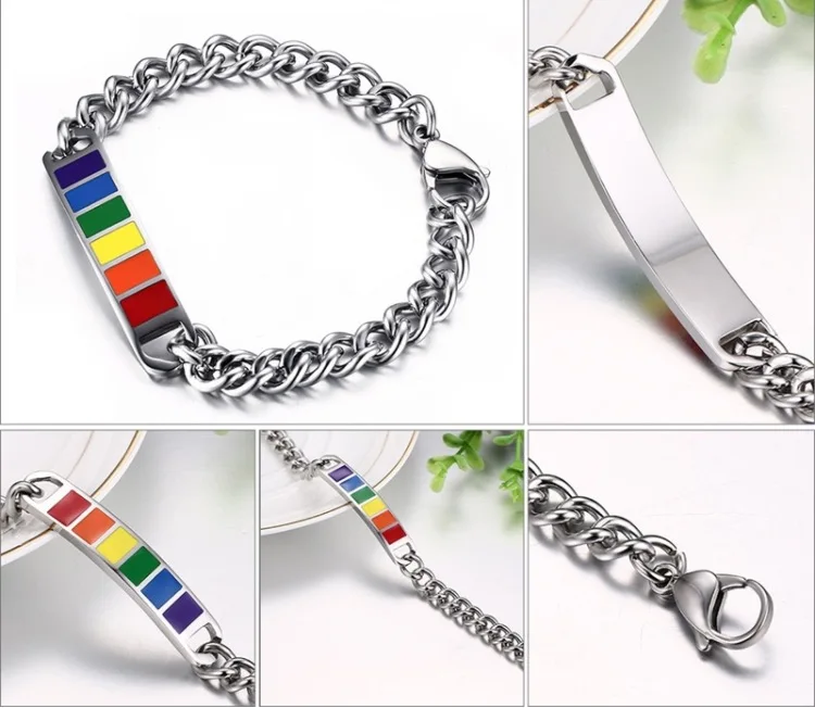 Gay Rainbow LGBT Pride Lovers stainless steel Lesbian Bangle Jewelry Bracelet